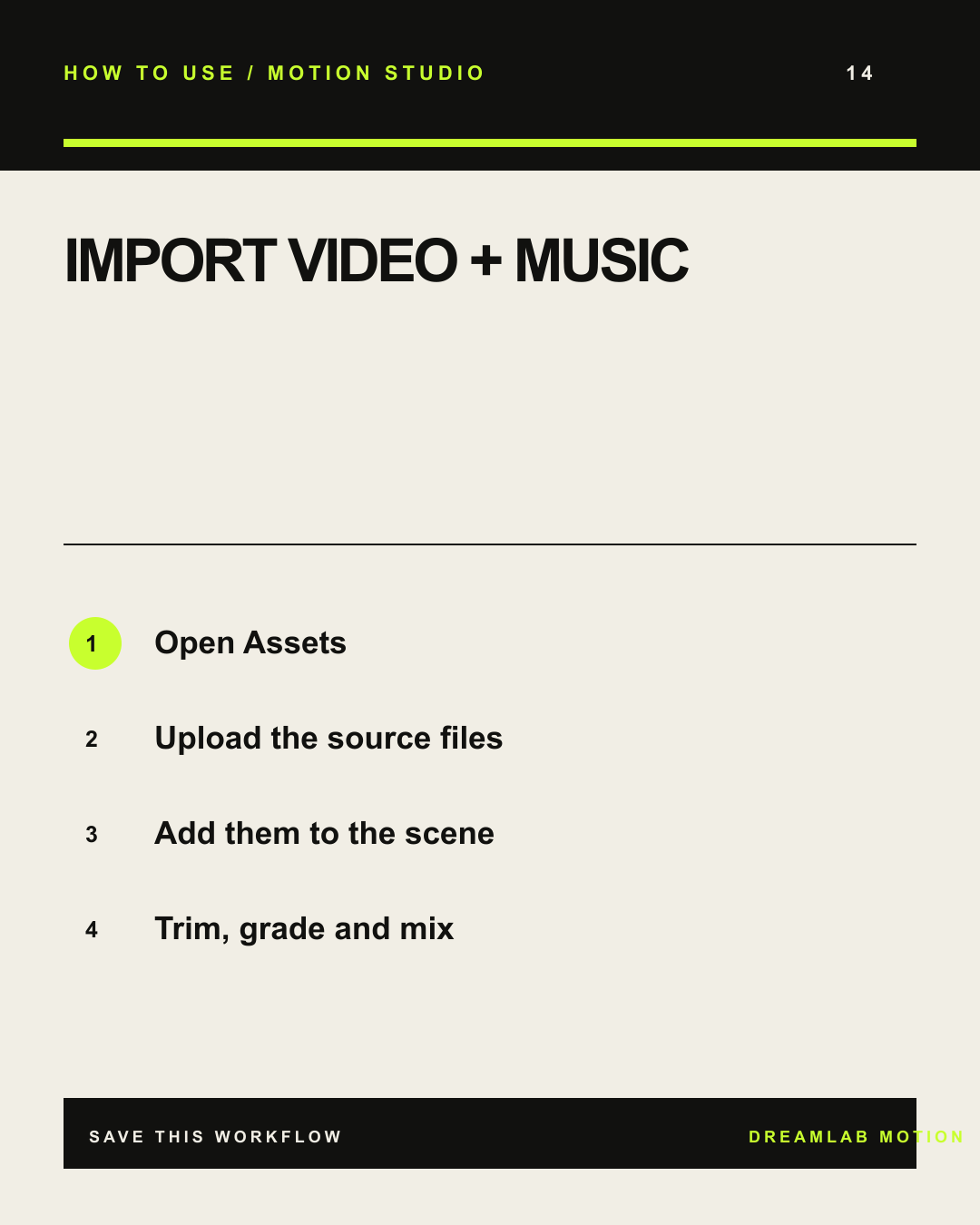 IMPORT VIDEO + MUSIC tutorial card