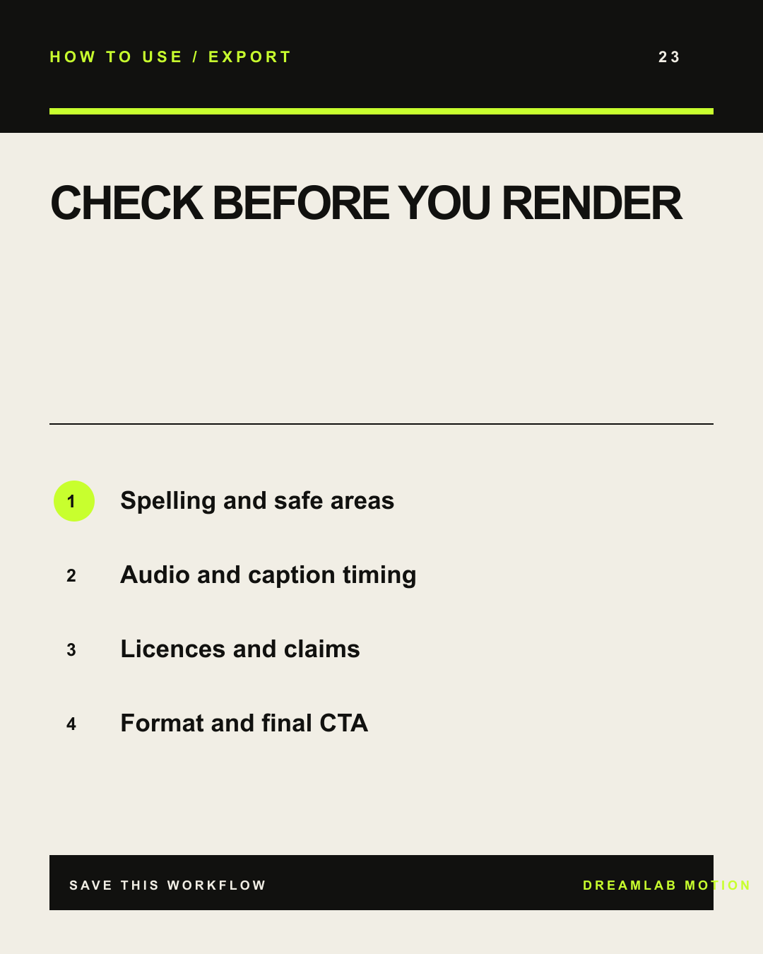 CHECK BEFORE YOU RENDER tutorial card