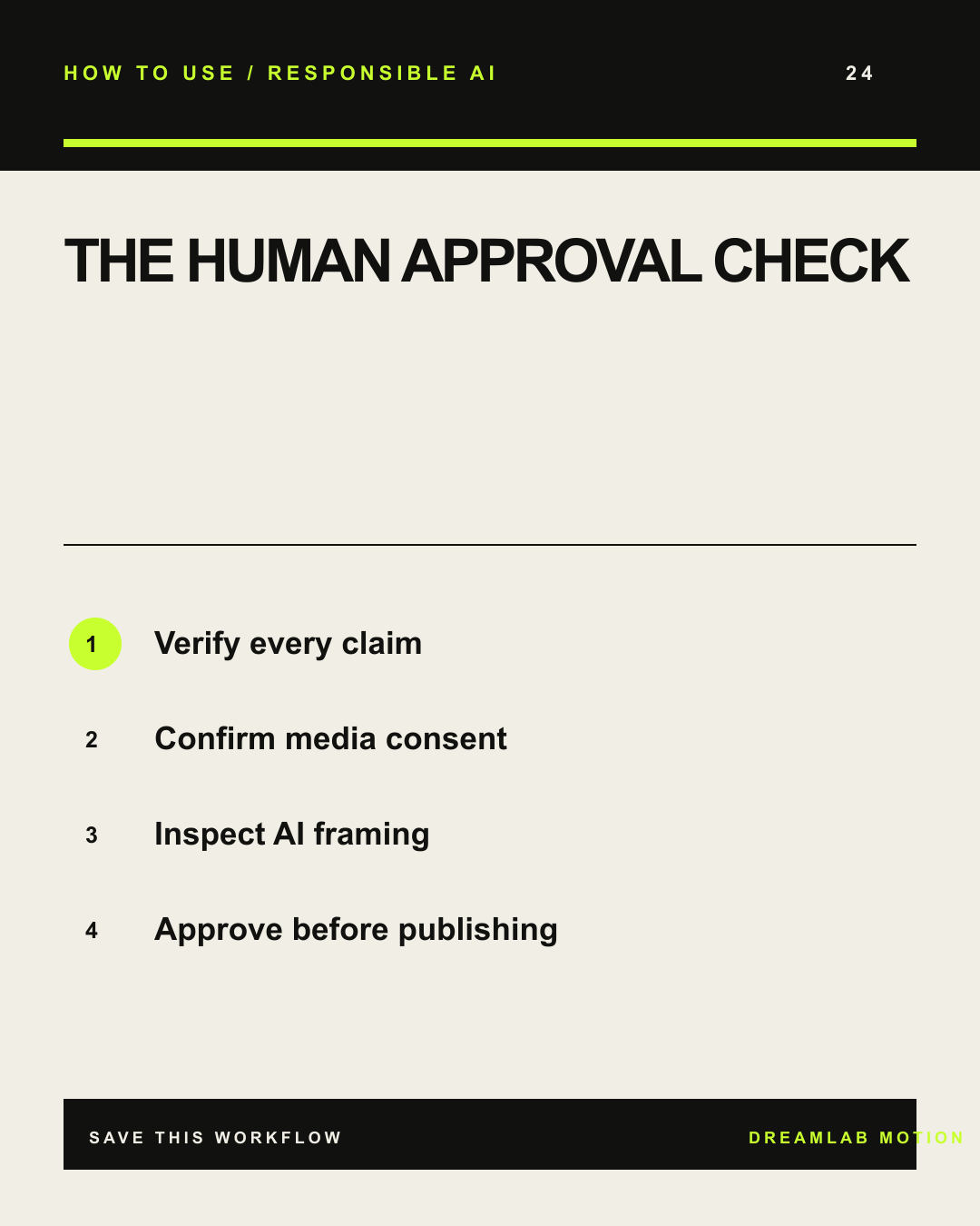 THE HUMAN APPROVAL CHECK tutorial card